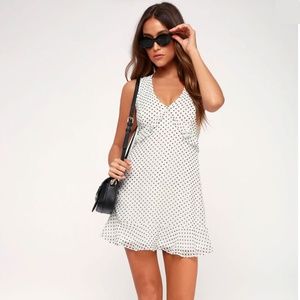 WHITE POLKA DOT MINI DRESS